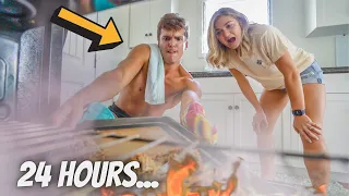 Husband attempts to cook for 24 hours... *bad idea*