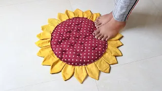 Sun Flower Shaped Doormat from Waste Clothes l DIY Doormat l Sonali's Creations