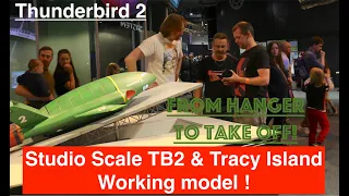 Thunderbird 2 Studio Scale working Model with Tracy Island hangar, runway & rising launch ramp!