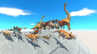 Different Size Herbivorous  Dinosaurs Biggest Slide Race -Animal Revolt Battle Simulator