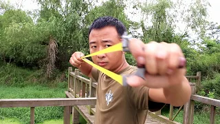 Amazing skills slingshot master extreme accuracy slingshot shooting