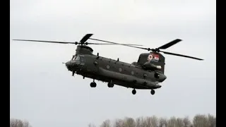 Boeing CH-47 Chinook Helicopter Take Off & Landing.