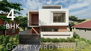 Courtyard house design with swimming pool and beautiful interior design | 30x60 house design