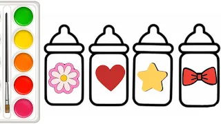 Drawing baby bottles for kids_cute and easy tutorial for toddlers