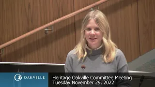 Heritage Oakville Advisory Committee, November 29, 2022