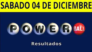 Resultado del sorteo de Powerball del Sábado 4 de Diciembre de del 2021.