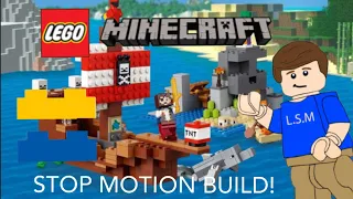 Lego Minecraft pirate ship adventures (stop motion build!)