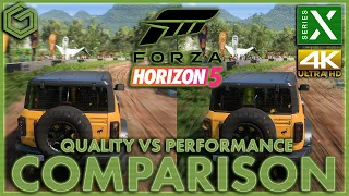 Forza Horizon 5 - Xbox Series X - Performance vs Quality Comparison with Frame Rate