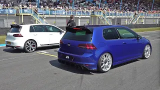 Volkswagen Golf 7 R vs Golf 7 GTI Clubsport - Launch Controls, Accelerations, Exhaust SOUNDS!