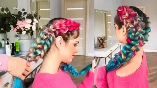 Feed In Braids on Straight Hair. Cute Hairstyles with Kanekalon hair. BeSt HaIR