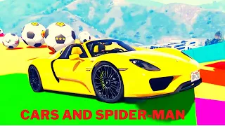 Spiderman CARS Challenge With Superheroes - ramps with Ironman Spiderman - - GTA V MODS - KS Gaming