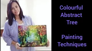 How to paint colourful abstract tree | Painting techniques | Paint like Leonid Afremov