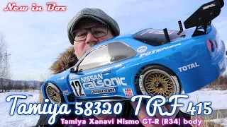 Tamiya TRF415 Xanavi Nismo GT-R (R34) #58320 Review.