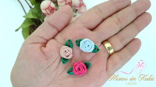 Mini Flor/Rosa de Rococó-Diy Ribbon Bow-Kaká Magalhães