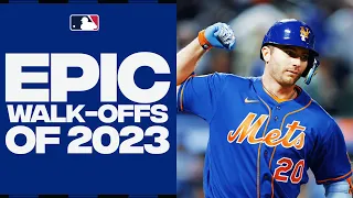 EVERY walk-off of the 2023 season! (Postseason clinches, epic bat flips AND MORE!)