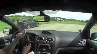 Mitsubishi Lancer EVO X vs Ford Focus RS, drag, drift, sprint