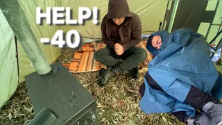 -39C EXTREME COLD WINTER SOLO CAMPING in a HOT TENT ASMR  / WARMEST HOT TENT ON EARTH