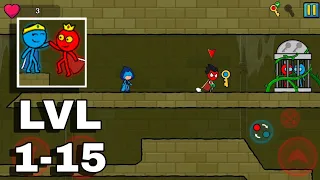 Red and Blue Stickman : Animation Parkour - Walkthrough Level 1-15 - [Android Gameplay]