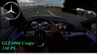 2022 MERCEDES BENZ GLE 400d 4MATIC COUPE 330 PS TOPSPEED NIGHT POV DRIVE FRANKFURT AIRPORT (60 FPS)