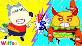 Wolfoo Fights with Talking Hamburger   Wolfoo Learns Healthy Habits For Kids Wolfoo Channel