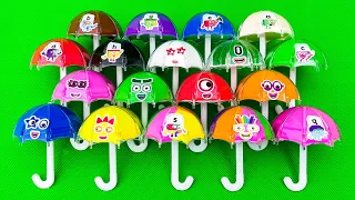 Numberblocks, Alphablocks | Looking SLIME with Colorful Umbrella Shapes - CLAY Full Rainbow! #ASMR