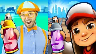 Subway Surfers St. Petersburg TRICKY Heart Outfit vs Blippi World Adventure Toys Gameplay HD