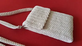 Сумка для телефона крючком. Crochet phone bag.