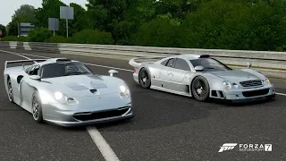 Forza 7 Drag race: Porsche 911 GT1 Strassenversion vs Mercedes-Benz CLK GTR