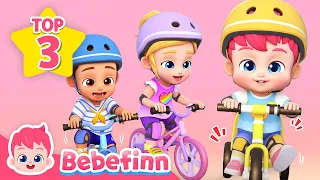 TOP3 Nursery Rhymes 🌞 Good Morning 🦈 Baby Shark 🚲 Let's Ride a Bike!  | Bebefinn Songs for Kids