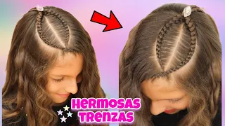 🔴 Peinados Fáciles y de moda para niñas / TRENZAS pegadas cruzadas /WILVITA 2022❤