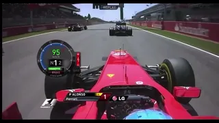 Fernando Alonso amazing start from P4 to P1 on Spanish GP 2011