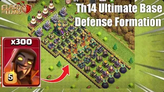 300 Super Wizard Vs. Th14 Ultimate Base Defense Formation In Clash Of Clans - COC