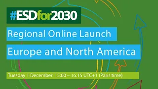 Regional online launch of the ESD for 2030 Roadmap - Europe and North America