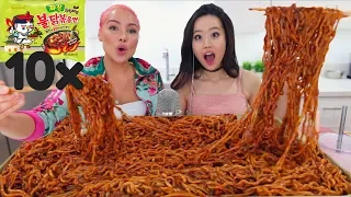 10 PACKS SPICY NUCLEAR BLACK BEAN NOODLES CHALLENGE | MUKBANG
