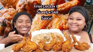 Fried Chicken Wings & Sweet n Sour Sauce Mukbang with Momma T + We Almost Drove Into The Lake!