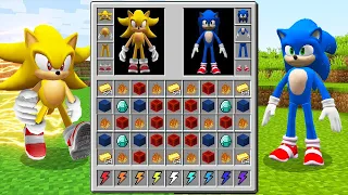 REALISTIC SUPER SONIC vs SONIC 3 Inventory Shop! MINECRAFT SONIC INVENTORY CHALLENGE Animation!