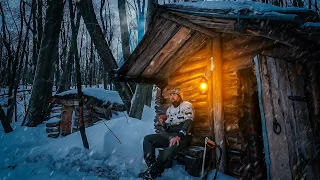 My snowmobile broke down, a log cabin in the forest saved me from a snowstorm.