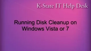 Running Disk Cleanup on Windows Vista or 7