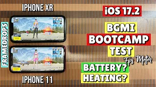 iPhone XR Vs iPhone 11 iOS 17.2 BGMI Fps Test🔥|Bootcamp Test|Lag?