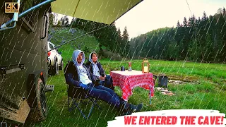 RELAXING CARAVAN CAMP BY THE RIVER - WE ENTERED THE CAVE - ASMR #karavan #camping #offroad #asmr