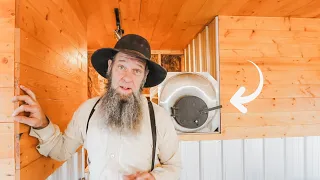 Amish made  hot water tank | stovepipe install | off grid rain water system