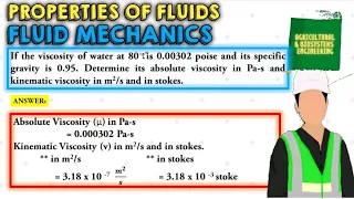 HOW TO SOLVE FOR KINEMATIC VISCOSITY AND ABSOLUTE VISCOSITY| PROPERTIES OF FLUIDS | FLUID MECHANICS