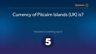 Currency of Pitcairn Islands UK is?   Countries and Currencies Quiz