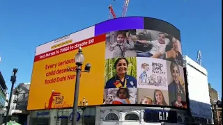 Roald Dahl Nurses Illuminated on Piccadilly Lights