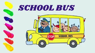 school bus watercolor painting | kids painting | videos for kids @littlelolo19
