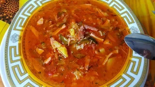 Рассольник классический с колбасой, цыганка готовит. Gipsy cuisine.