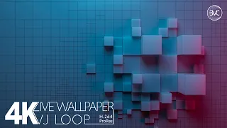 Downloadable 4K Live Wallpaper, Screensaver & VJ Loop | Blue & Magenta 3D Cube Surface