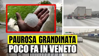 PAUROSA GRANDINATA IN VENETO: LE STRADE DIVENTANO IN POCHI ISTANTI BIANCHE