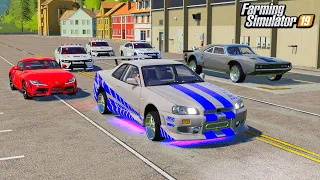 FAST AND FURIOUS CREW EVADES COPS! (GTR SKYLINE, CHARGER R/T) | FARMING SIMULATOR 2019