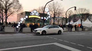 MERCEDES C63S SOUND AND REVS PUBLIC IN GERMANY, HAMBURG!!  WHAT A SOUND.